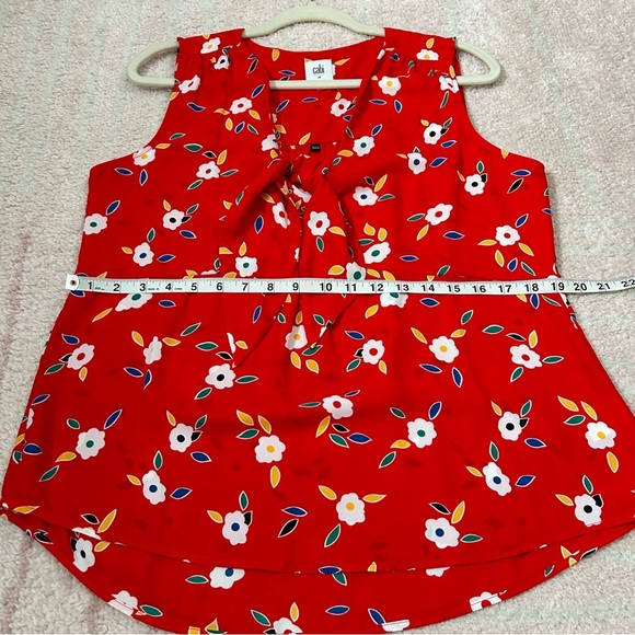 2 Cabi Floral Tank Blouses Red and Pink Size Medium Spring Summer Office Work - Picture 5 of 13